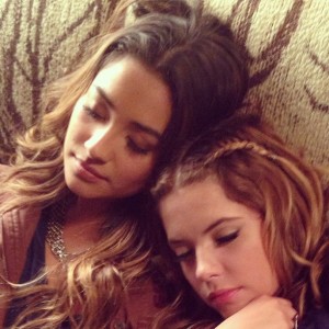 Shay Mitchell and Ashley Benson - Cuddled down and napping. Instagram 7/31/13