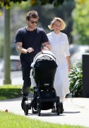 Lara Bingle & Sam Worthington - out as a family with baby as they visit a farmers market in LA 4/19/2015